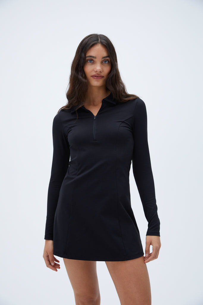 zout Spaans directory Zip Front A-line Dress - Black