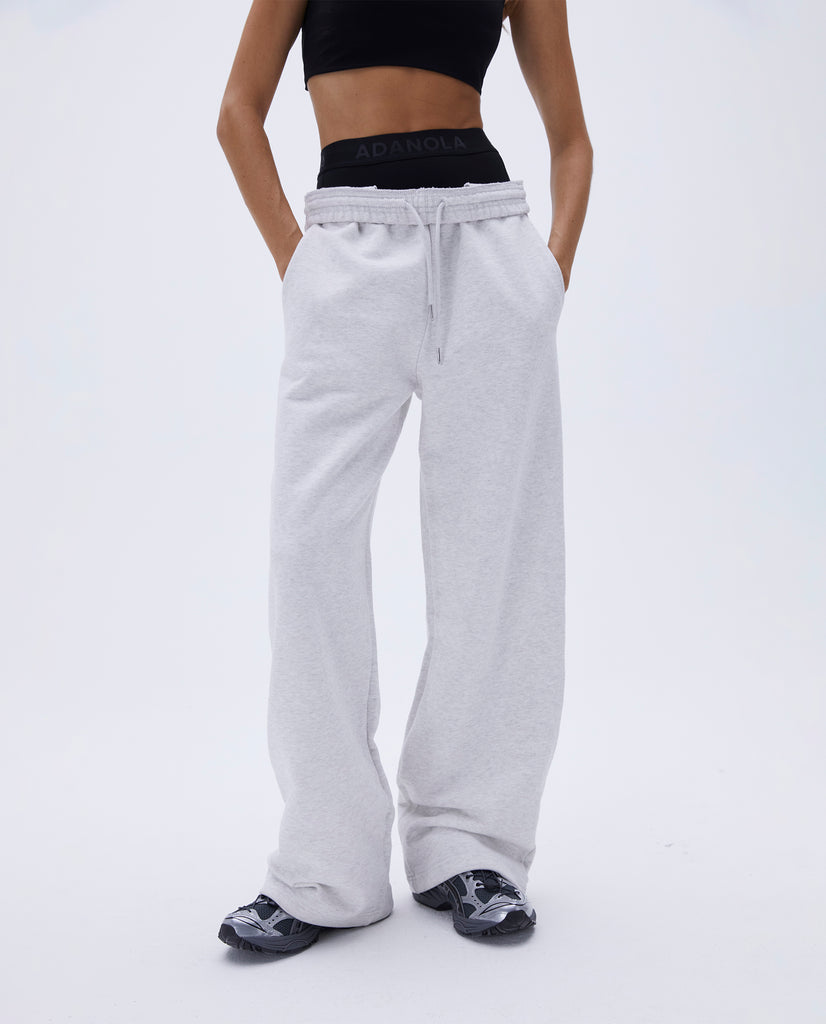 Straight-Cut Sweatpants, dark grey melange