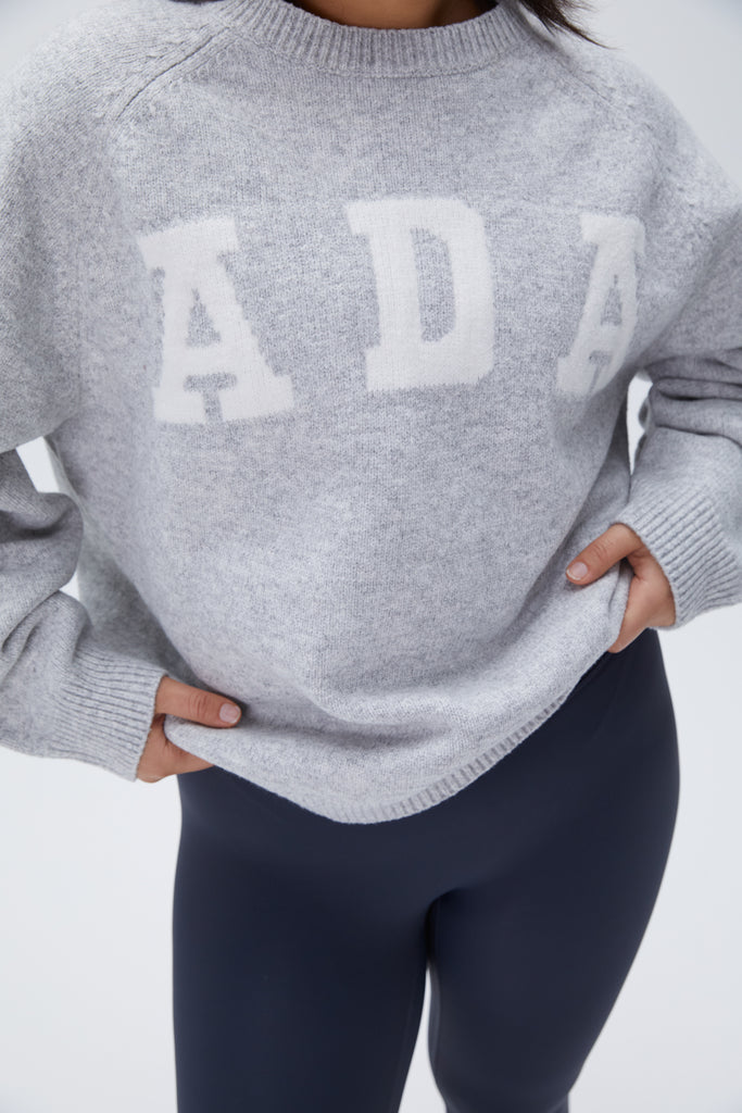 ADA Oversized Knit Grey Melange/Cream Light - Sweatshirt