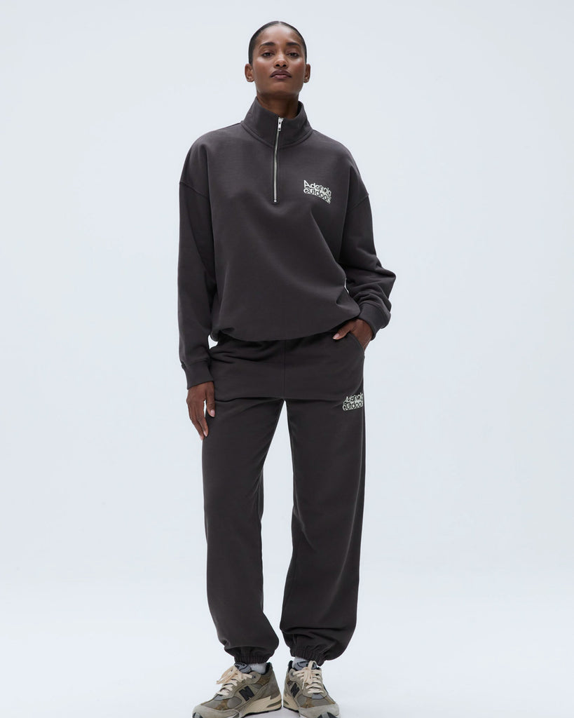 Trail Oversized Funnel Neck Zip Sweatshirt - Coffee Bean