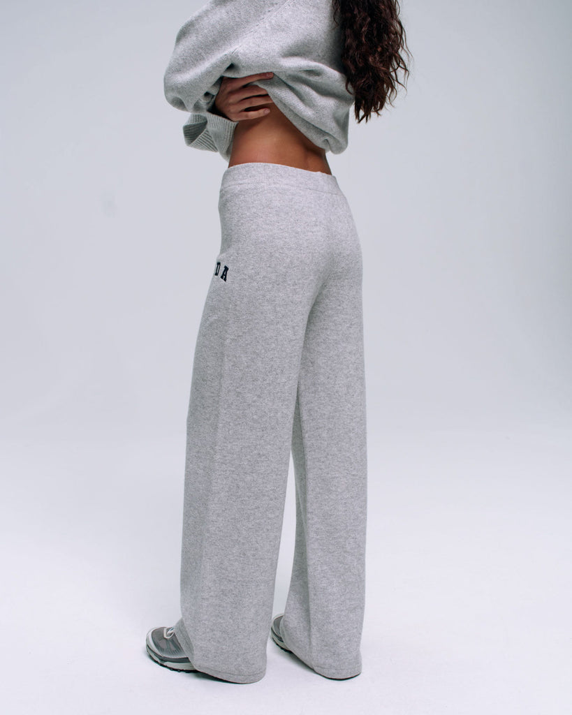 ADA Knit Straight Leg Sweatpants Light Grey Melange/Navy Blue