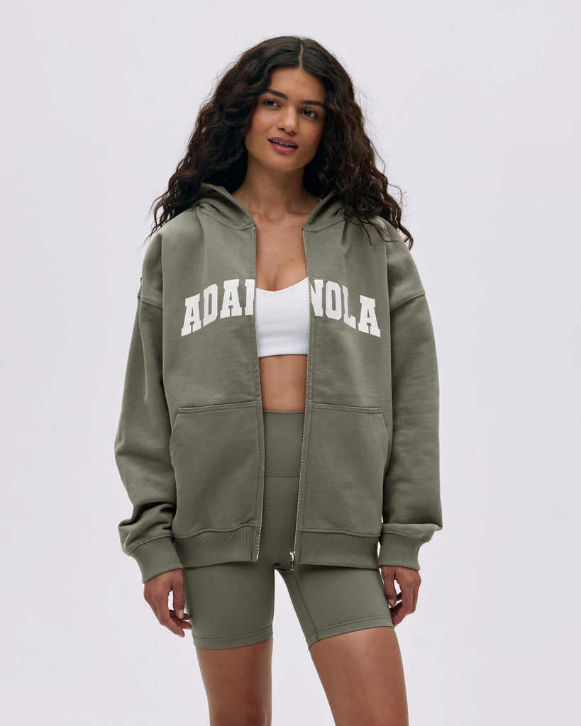 Unisex Varsity Oversized Zip-Up Sweatshirt
