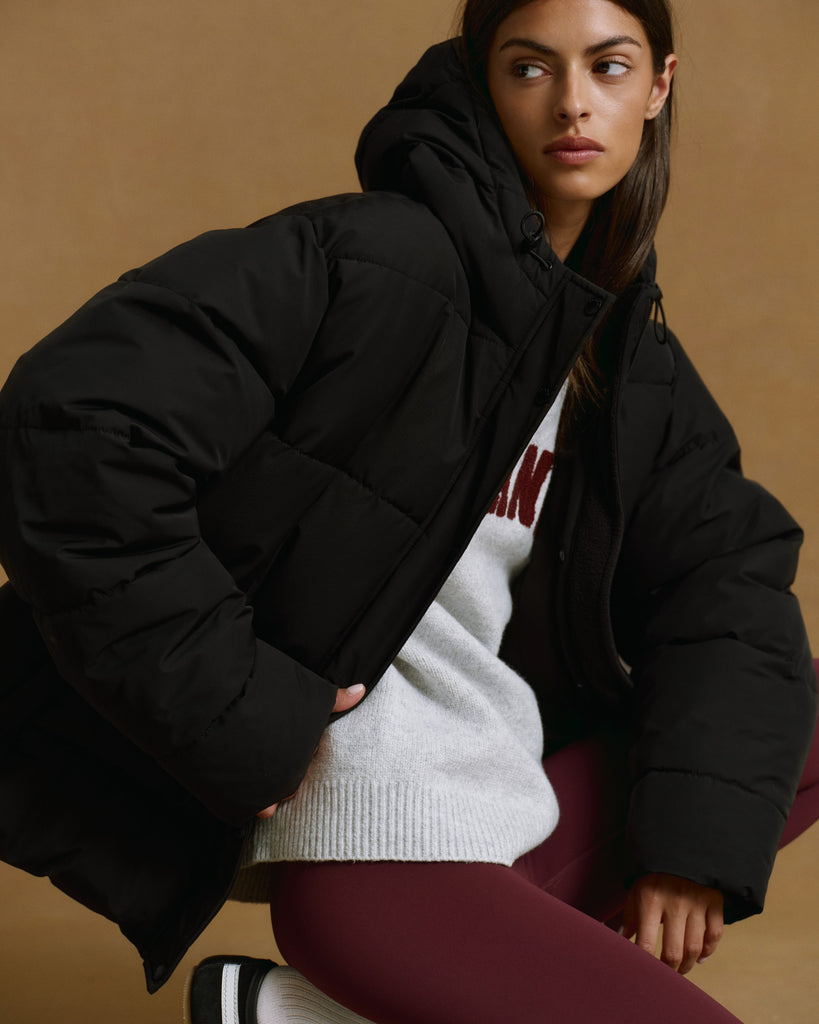 Hooded Puffer Jacket - Black