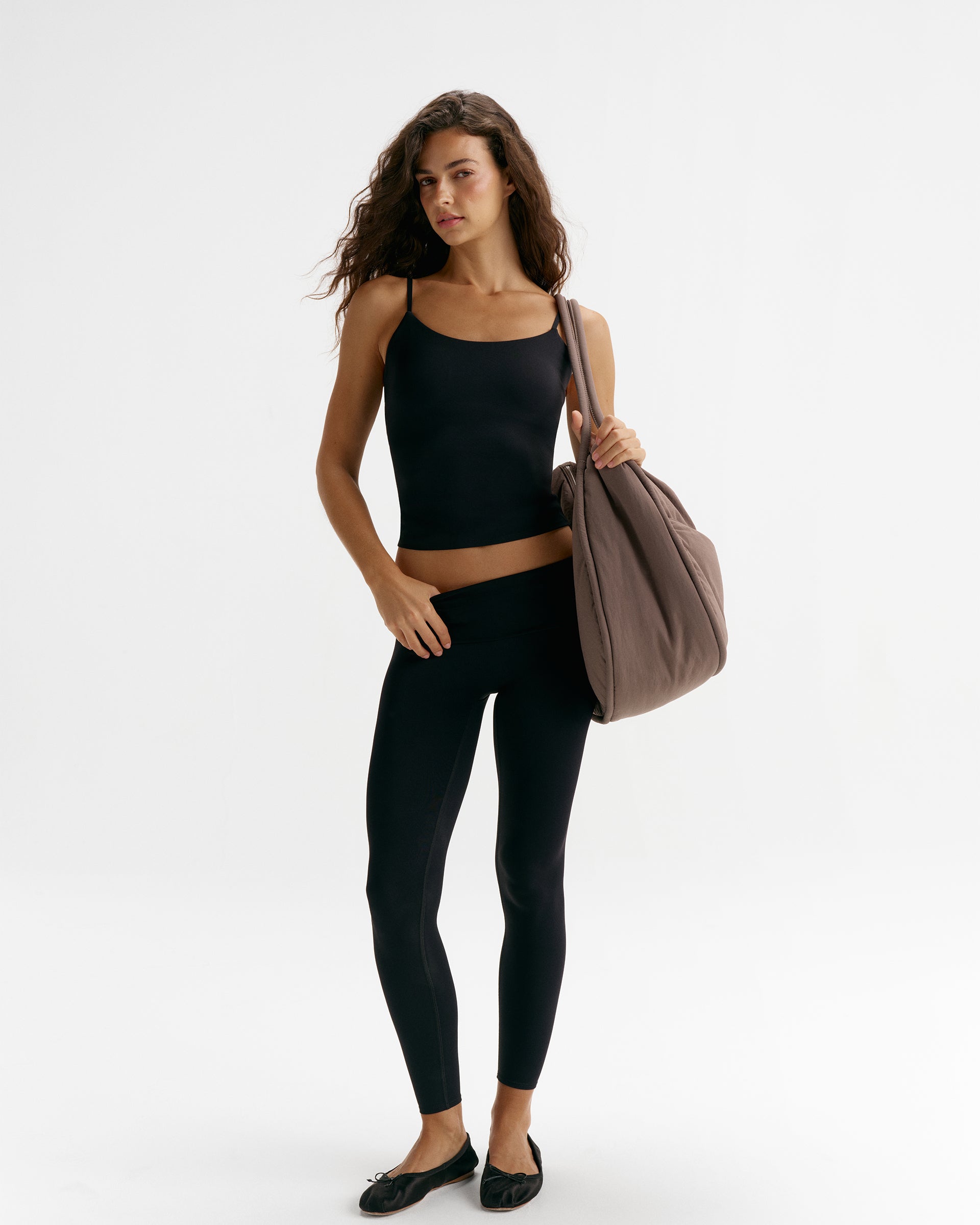 Women's Low Rise Fold Over Yoga Leggings - Black | Adanola – Adanola