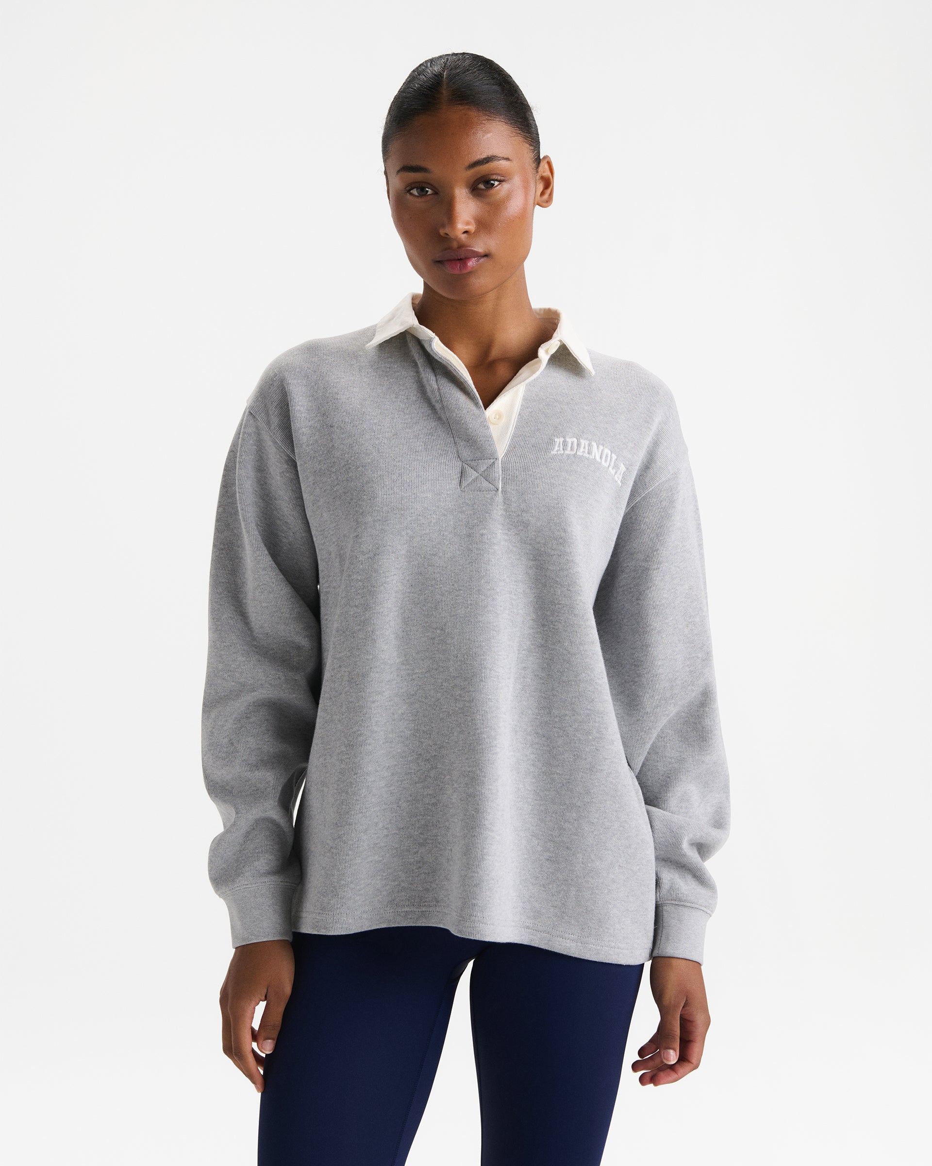 Women's Oversized Rugby Top - Light Grey | Adanola – Adanola