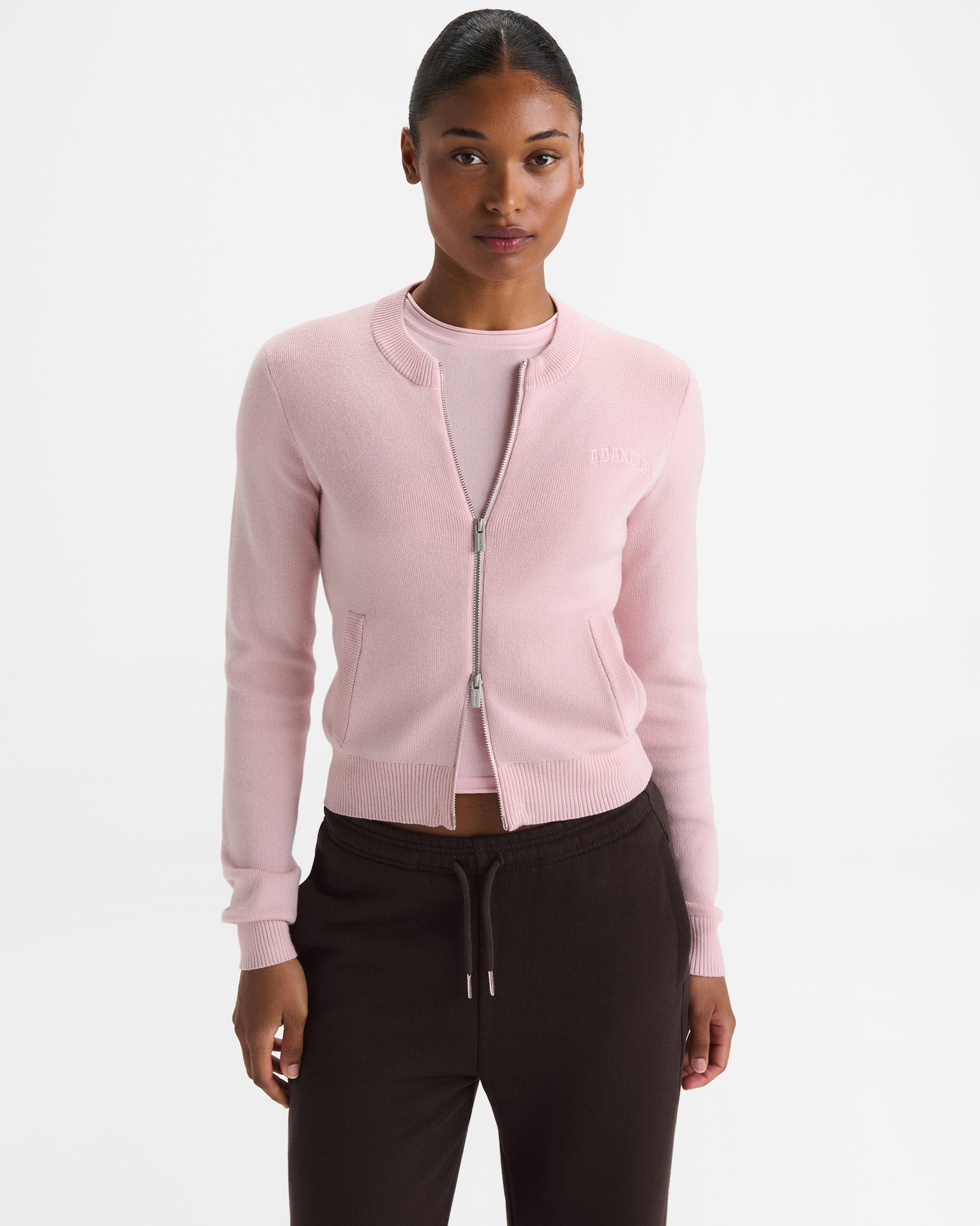 Women's Knit Zip Cardigan - Pink | Adanola – Adanola