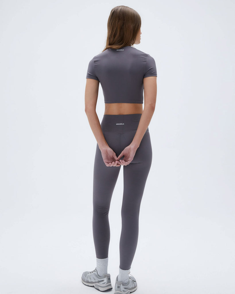 Women's Cotton Scoop Neck Crop Top - Basic Short Sleeve Tee, Stretchy & Comfortable (ASHGREY) - View #9