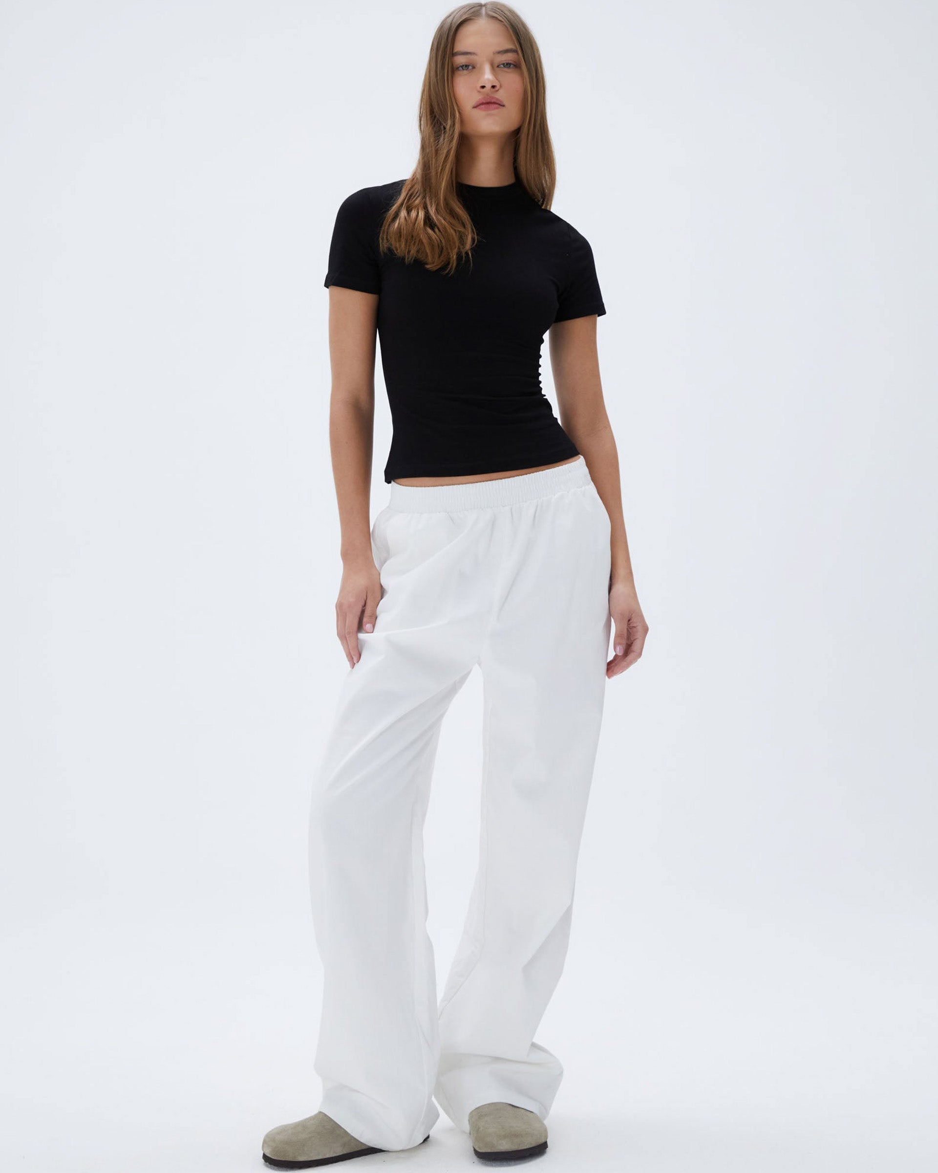 Cotton Pull on Pants - White