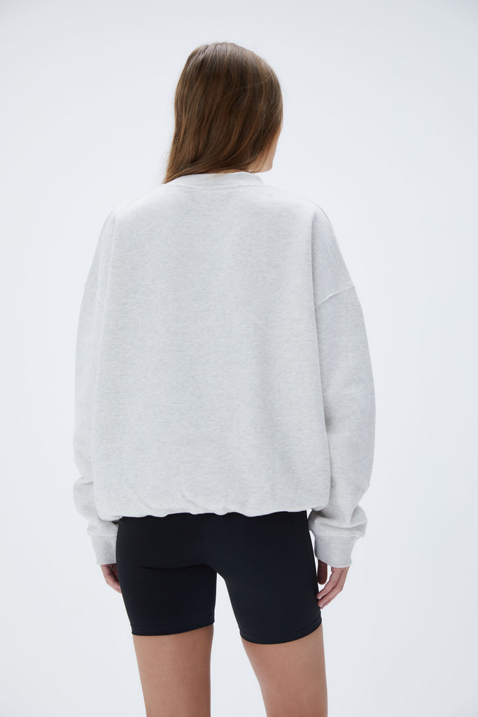 Varsity Oversized Sweatshirt - Light Grey Melange/Black