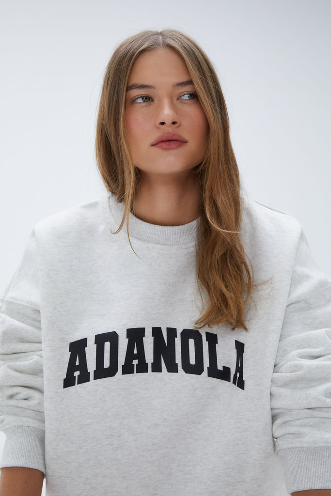 Varsity Oversized Sweatshirt in Light Grey | Adanola