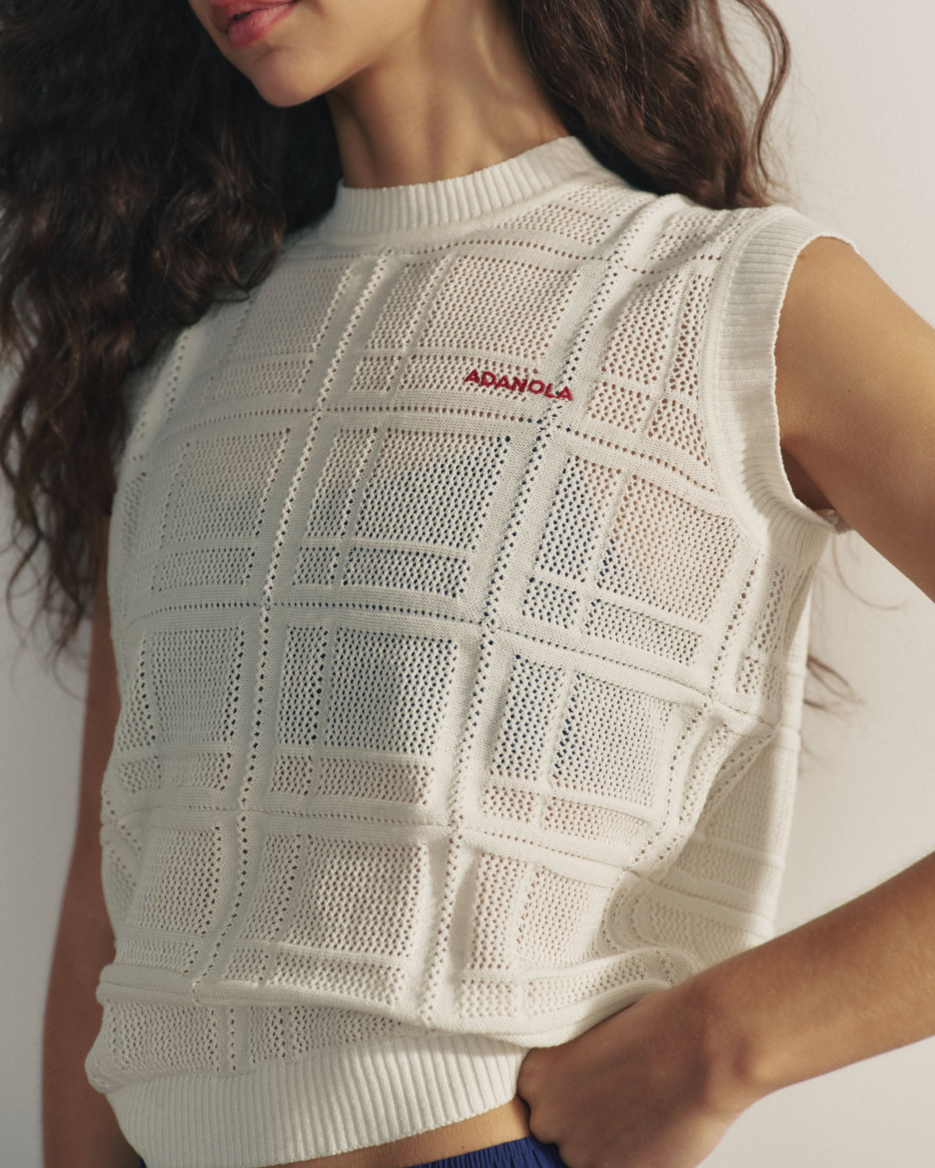 Jaquard Knit Vest Top - Marshmallow White – Adanola