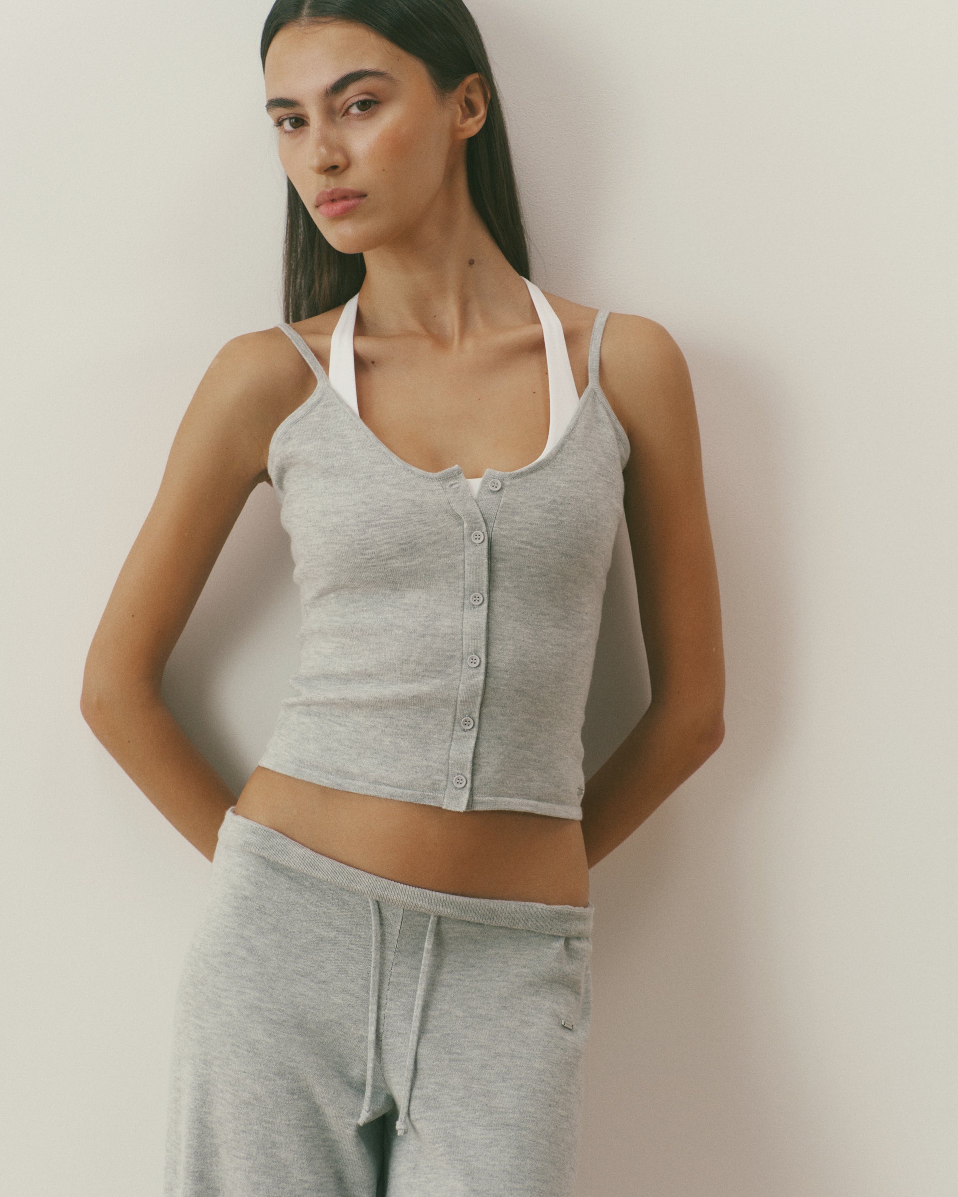 Women's Knit Cami Top - Grey | Adanola – Adanola
