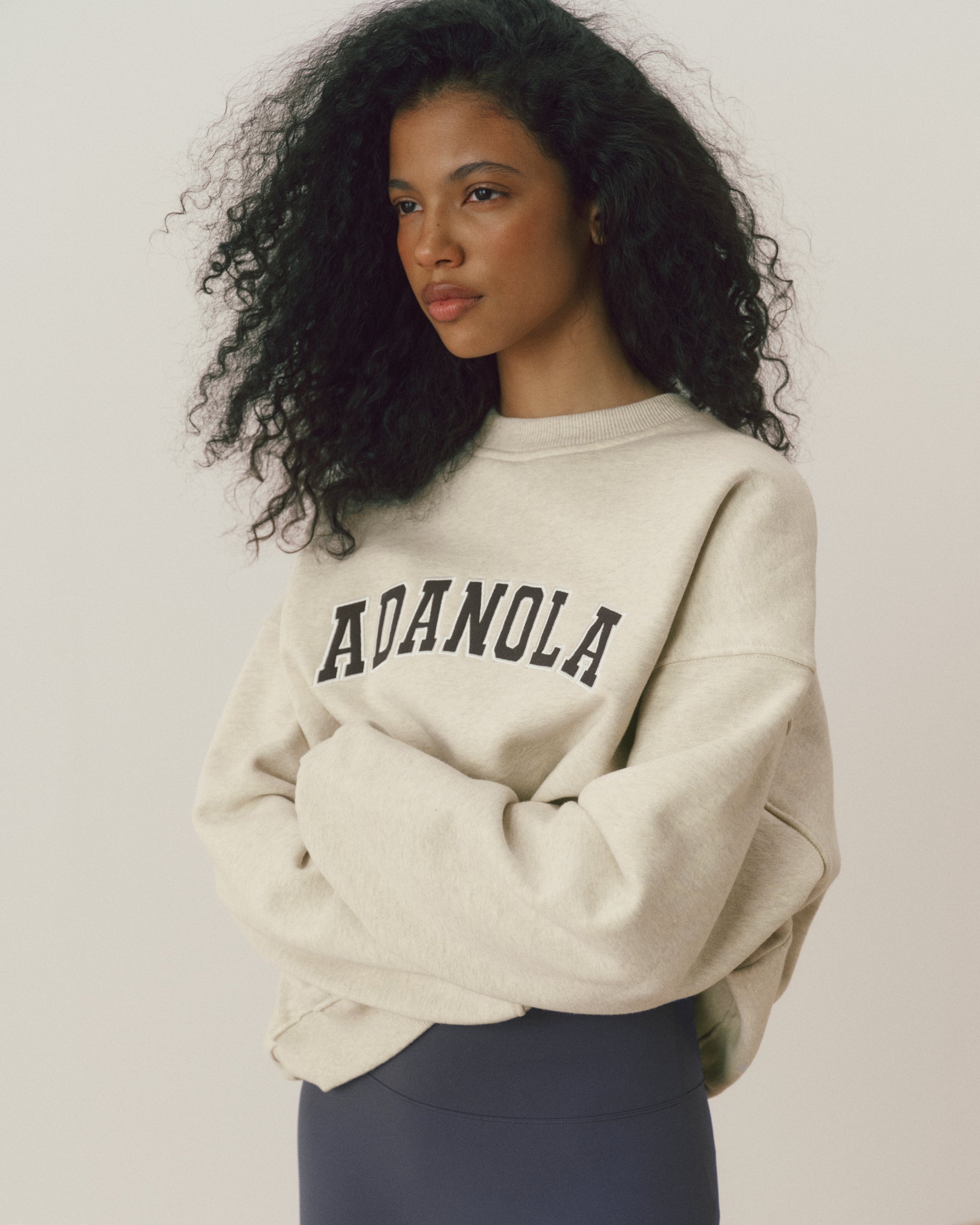 Varsity Oversized Sweatshirt - Oat Melange/Coffee Bean – Adanola