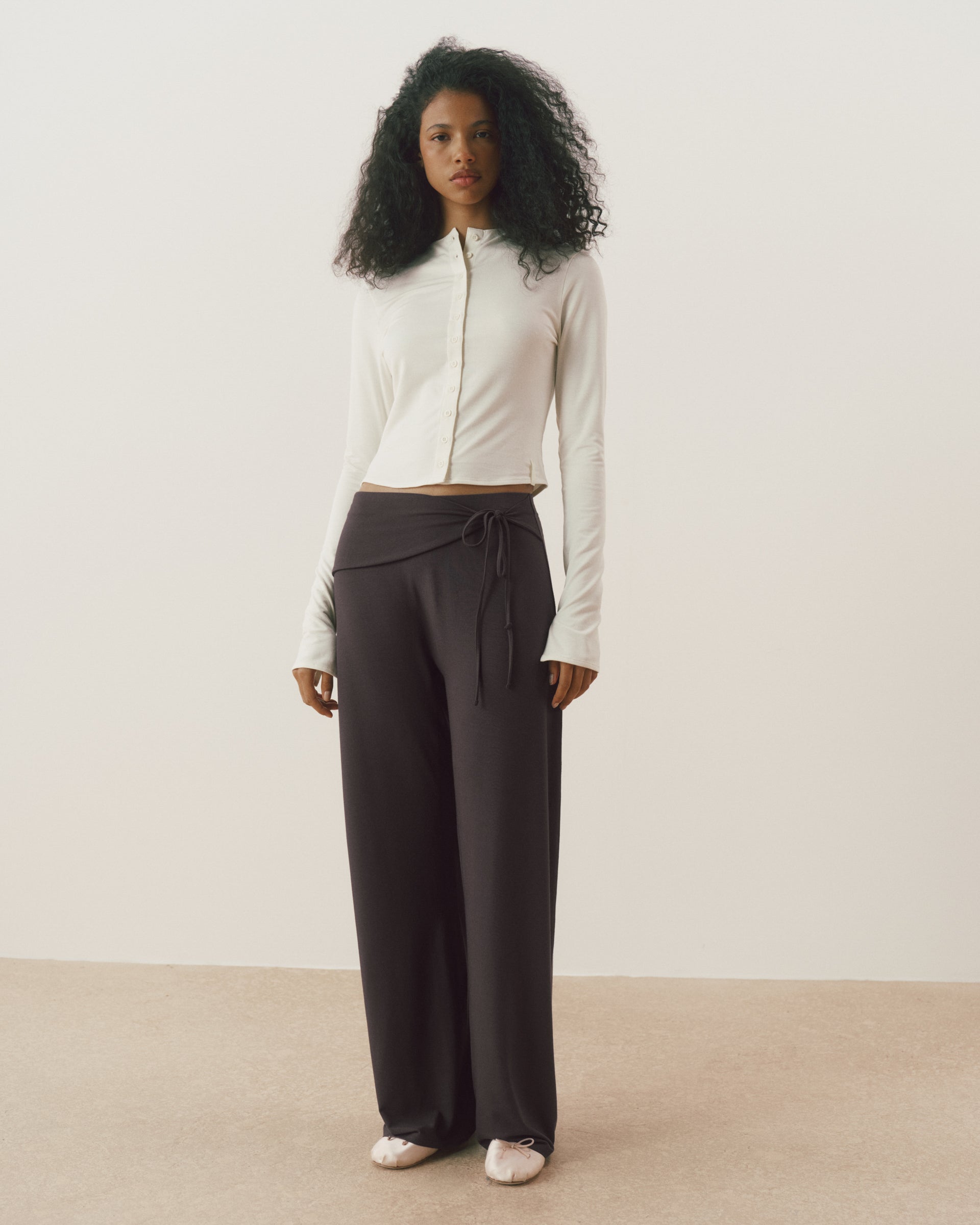 Modal Button Down Long Sleeve Top - Marshmallow White – Adanola