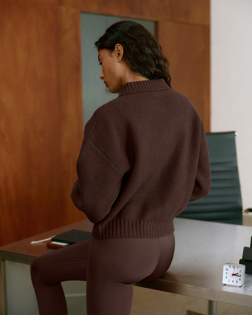 Dewdrop Bomber Jacket in Chocolate Leatherette