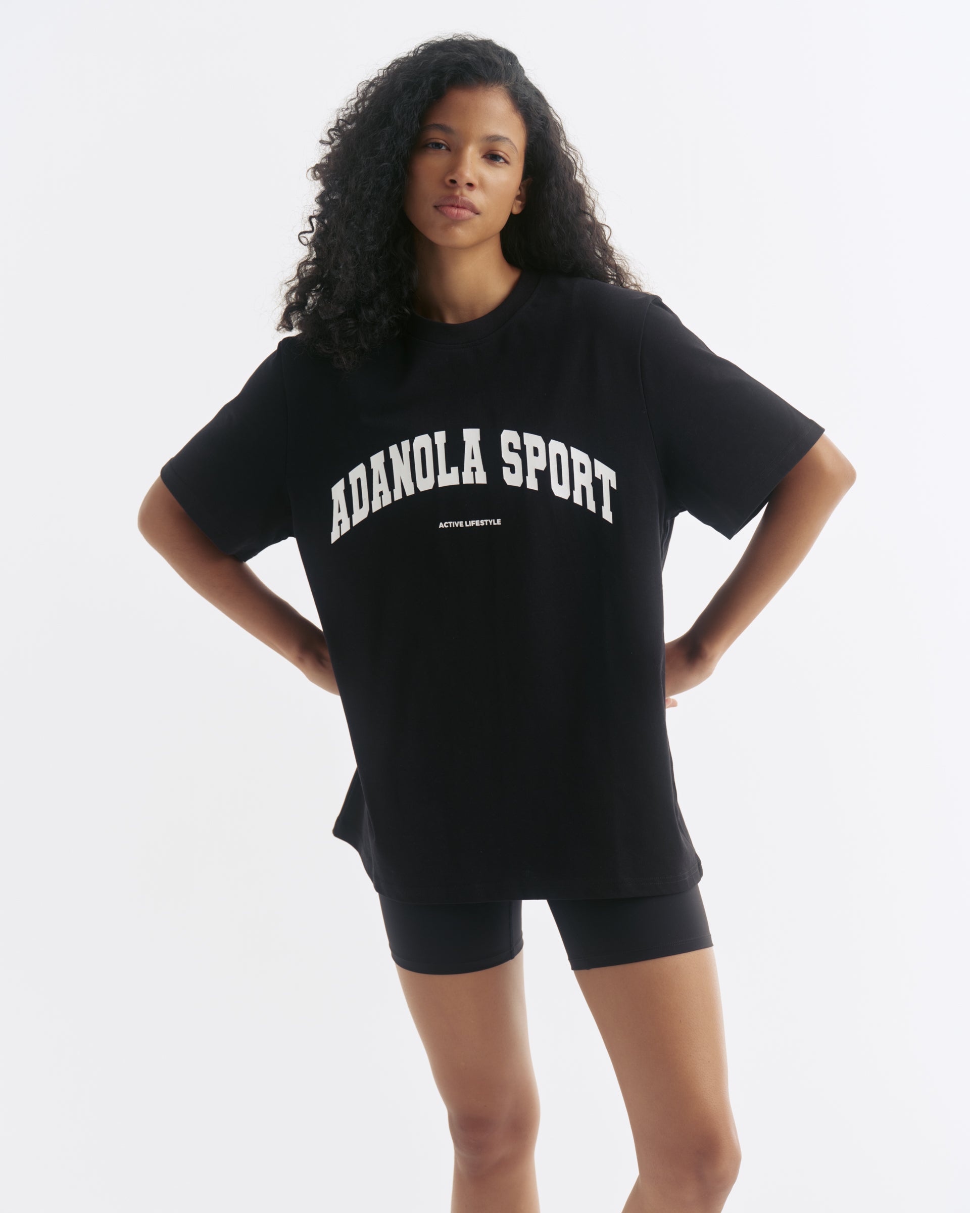 Women's AS Short Sleeve Oversized T-shirt - Black | Adanola – Adanola
