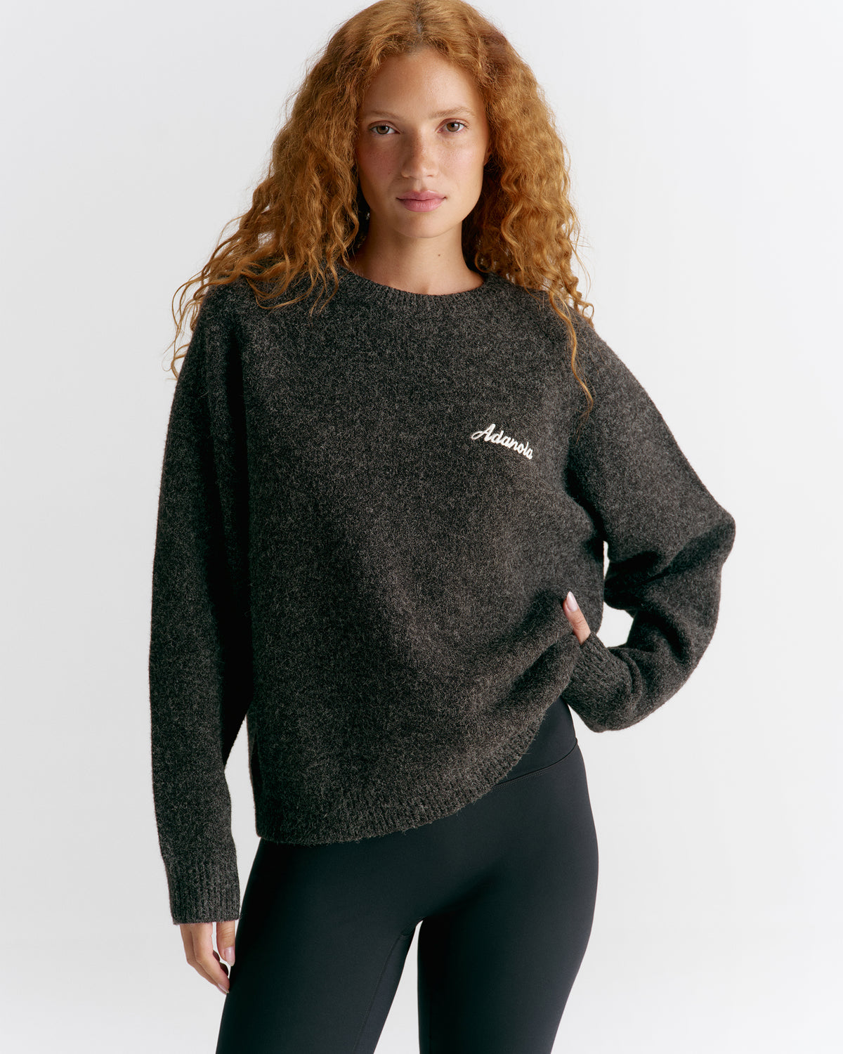 Oversized Knit Sweatshirt - Charcoal Grey