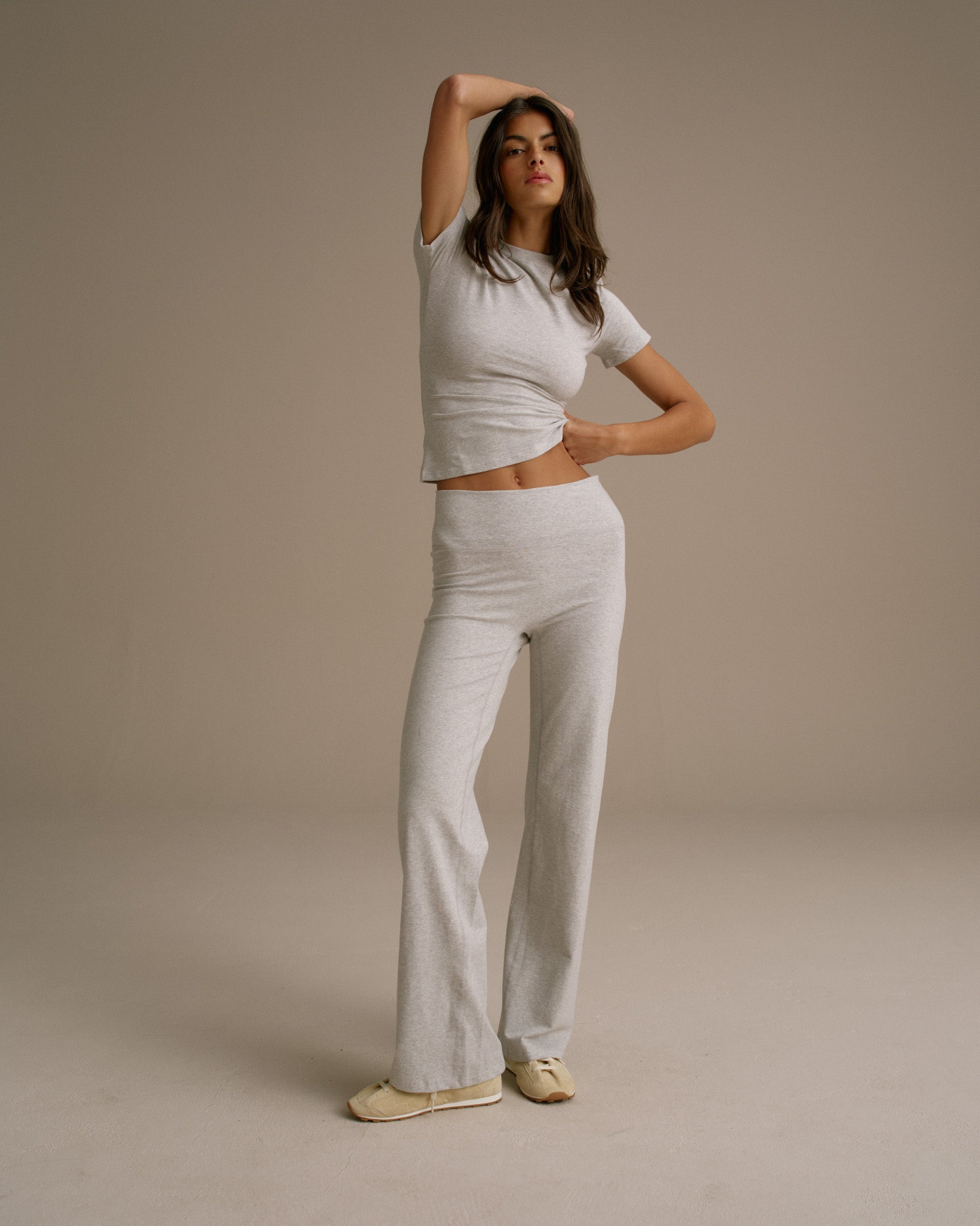 yoga dress pants Cotton Yoga Pant - Grey Melange