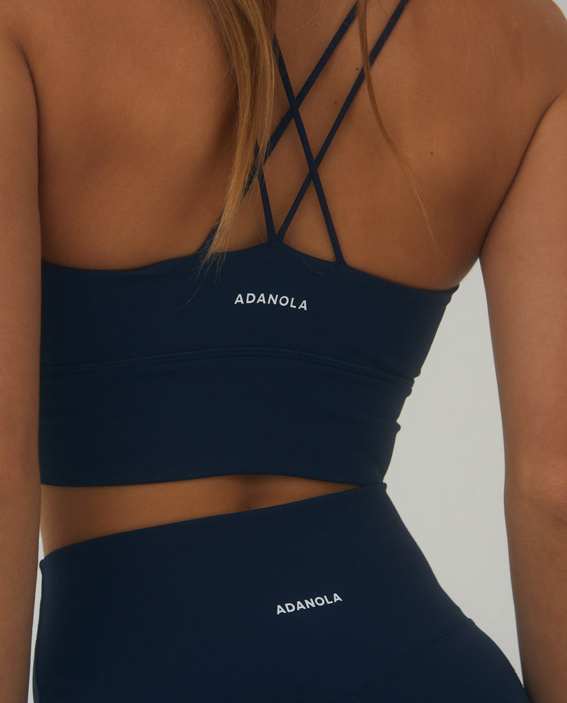 Buy Medium Impact Padded Sports Bra with Cutout Back in Navy