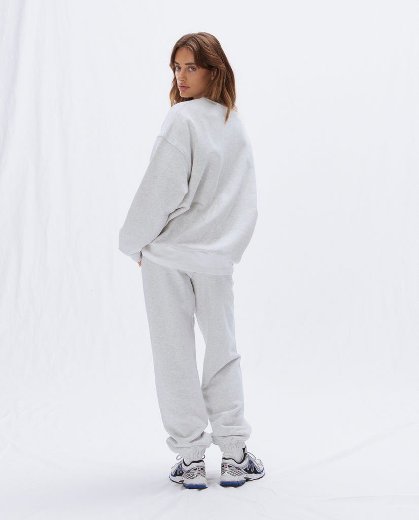 ADA Oversized Knit Sweatshirt - Light Grey Melange/Cream