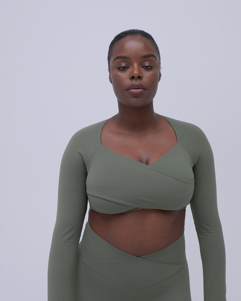 Ultimate Long Sleeve Wrap Top - Khaki Green