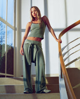 Knit Stripe Straight Leg Trousers - Cloud Blue