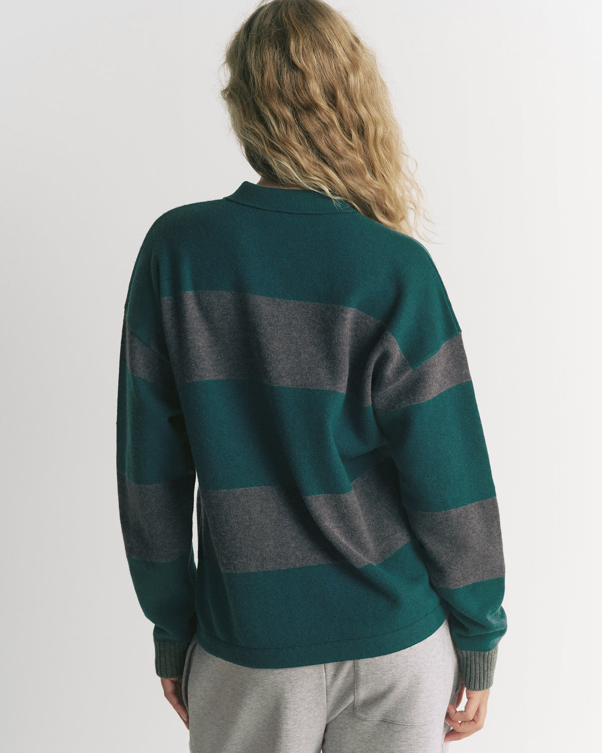 Knit Stripe Rugby Top - Ivy Green