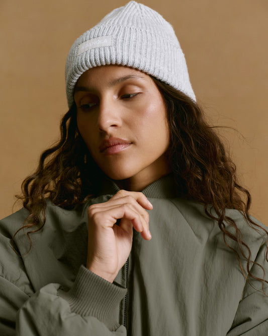 Knit Beanie - Light Grey Melange