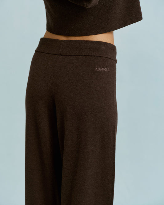 Knit Straight Leg Trousers - Coffee Bean