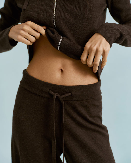 Knit Straight Leg Trousers - Coffee Bean