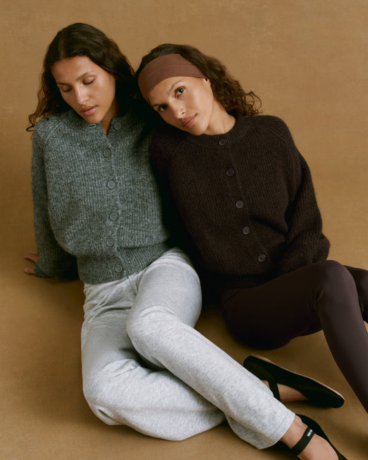 Knit Button Up Cardigan - Dark Grey Melange