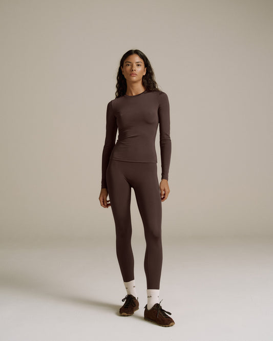 Ultimate Gloss Long Sleeve Top - Chocolate Brown