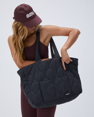 Quilted Nylon Tote Bag - Slate Grey - Bags - Adanola