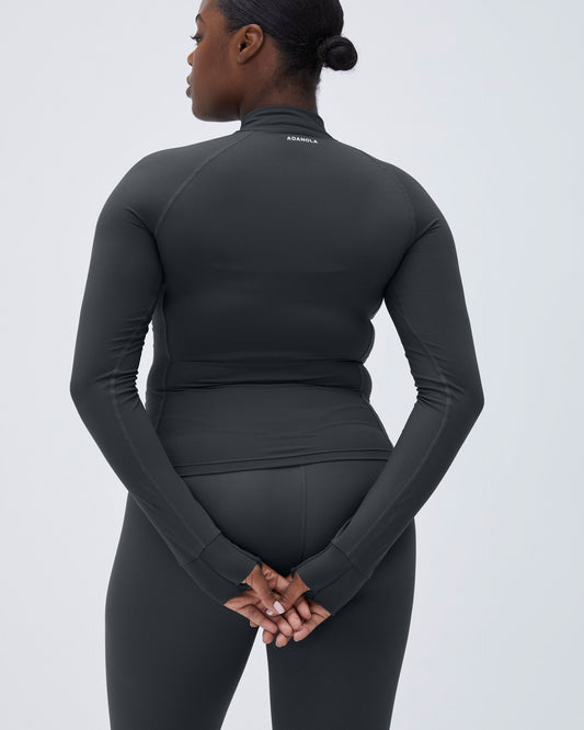 Women's 'Mama Life' Quarter Zip Pullover Sweatshirt – High Collar, Casual Long Sleeve Top (Black, Large)