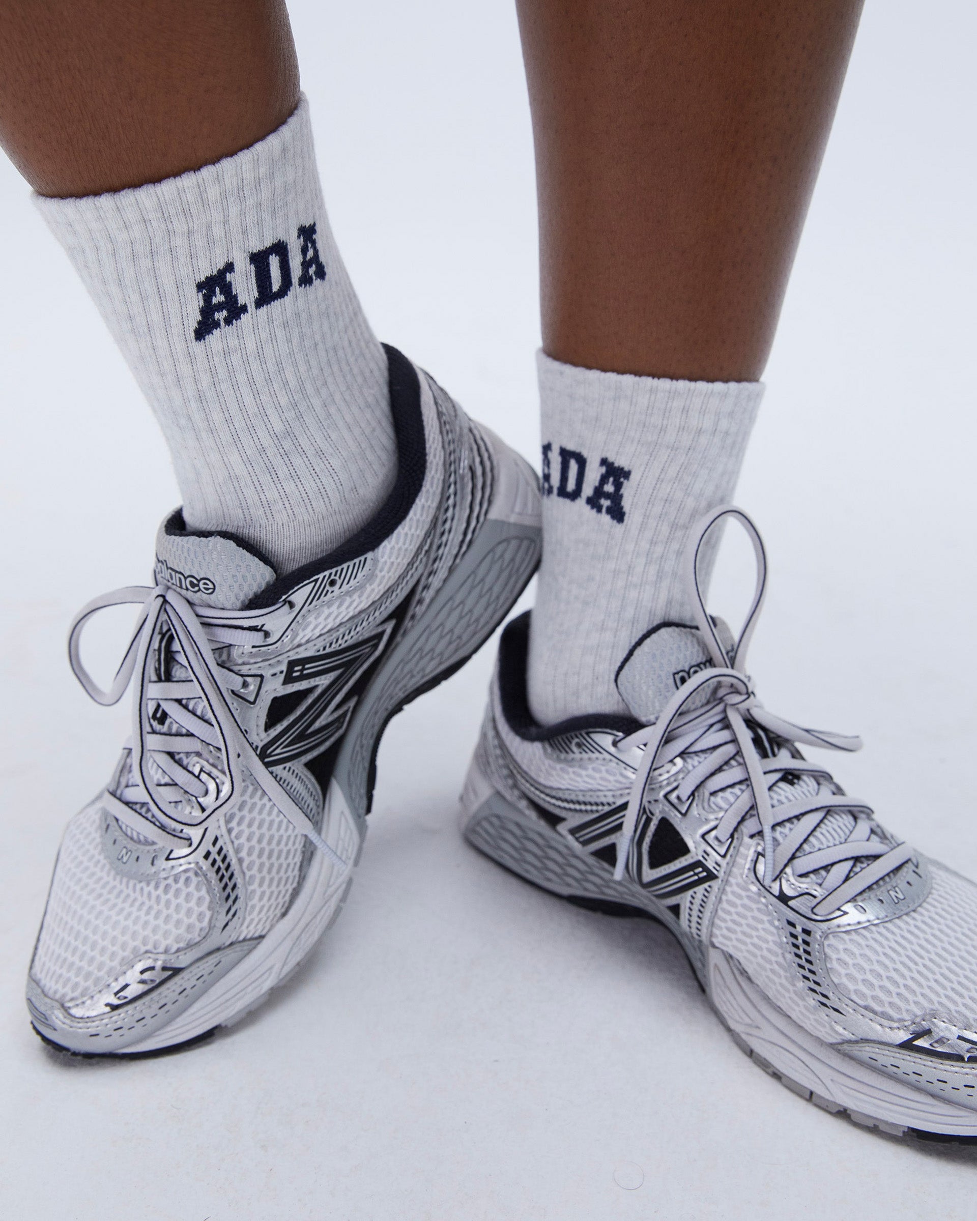 ADA Socks Light Grey Melange Navy Blue