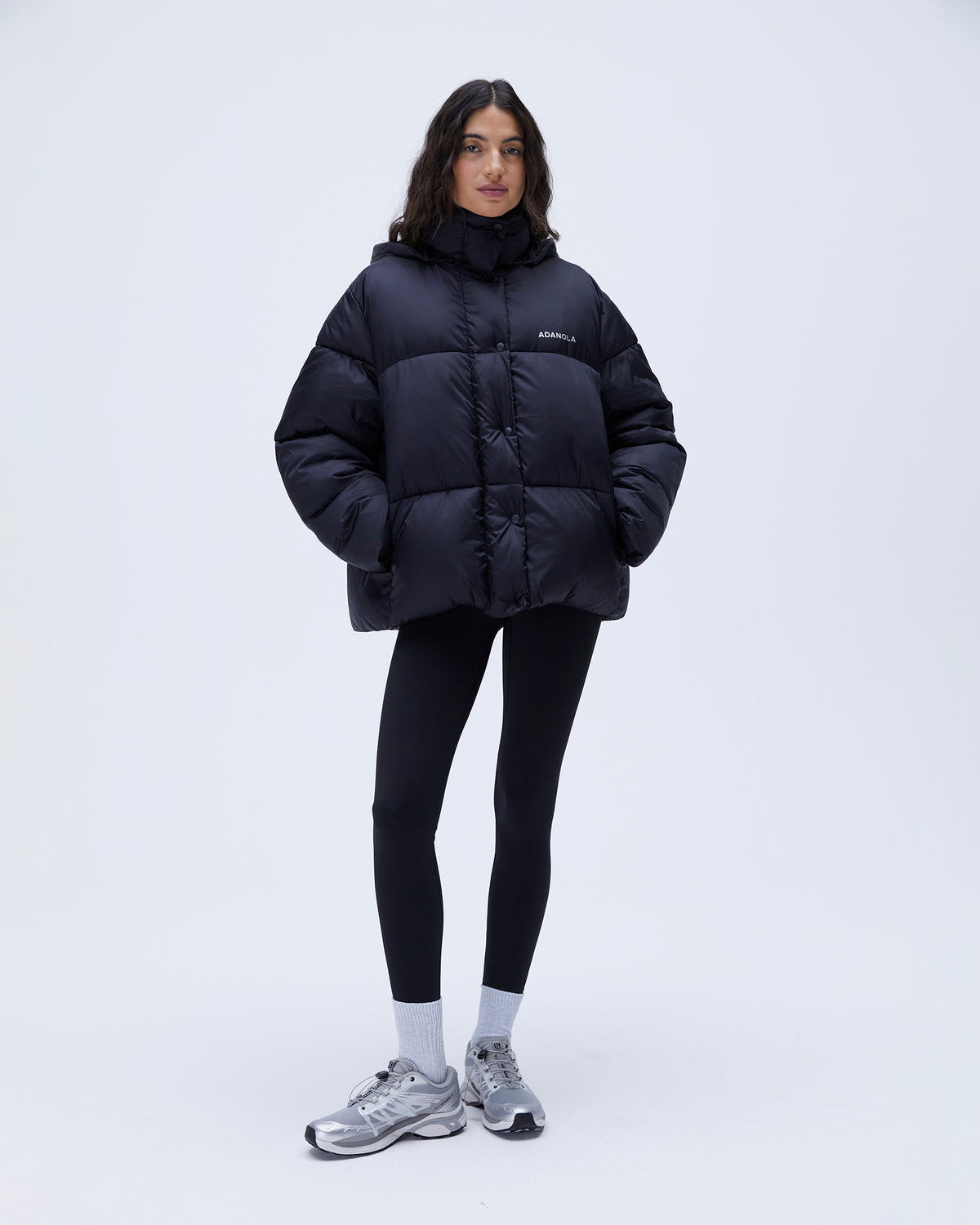 Women's Oversized Puffer Jacket - Black | Adanola