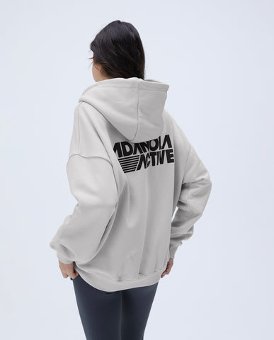 Retro Sport Oversized Hoodie - Stone