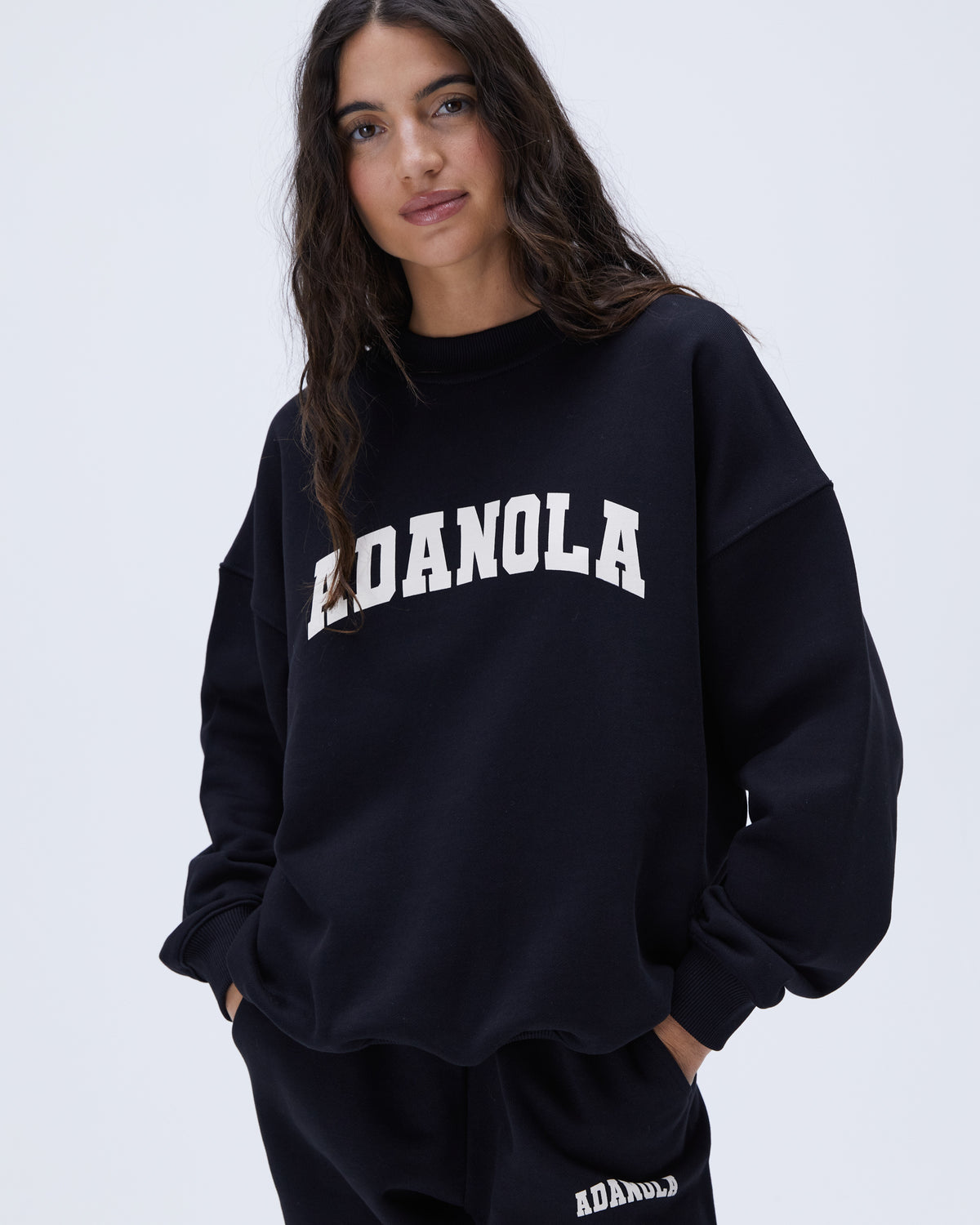 Women's Varsity Oversized Sweatshirt - Black | Adanola