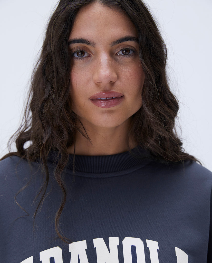 Women's Varsity Oversized Sweatshirt - Midnight Blue | Adanola