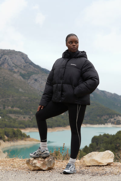 Women s Oversized Puffer Jacket Black Adanola