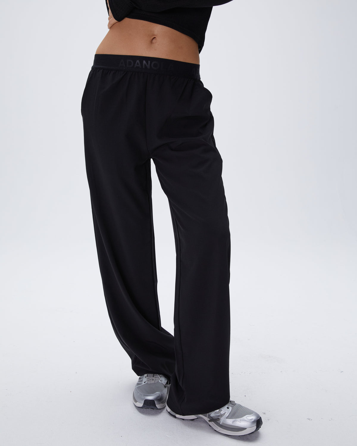 Women's Adanola Branded Waistband Black Pants