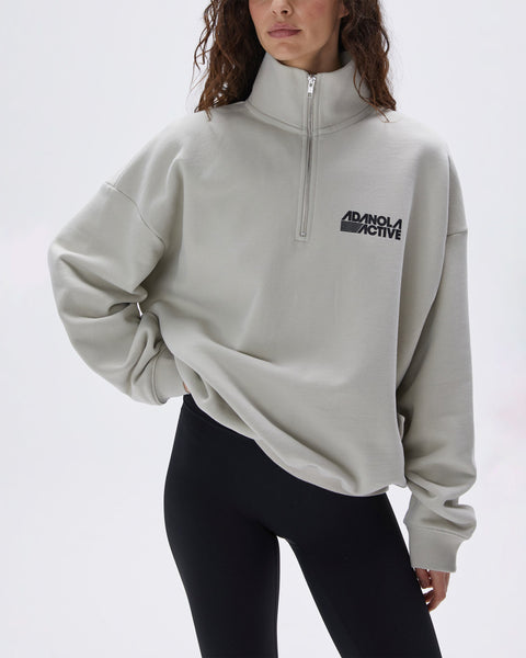 Women's Half Zip Sweatshirt - Stone | Adanola
