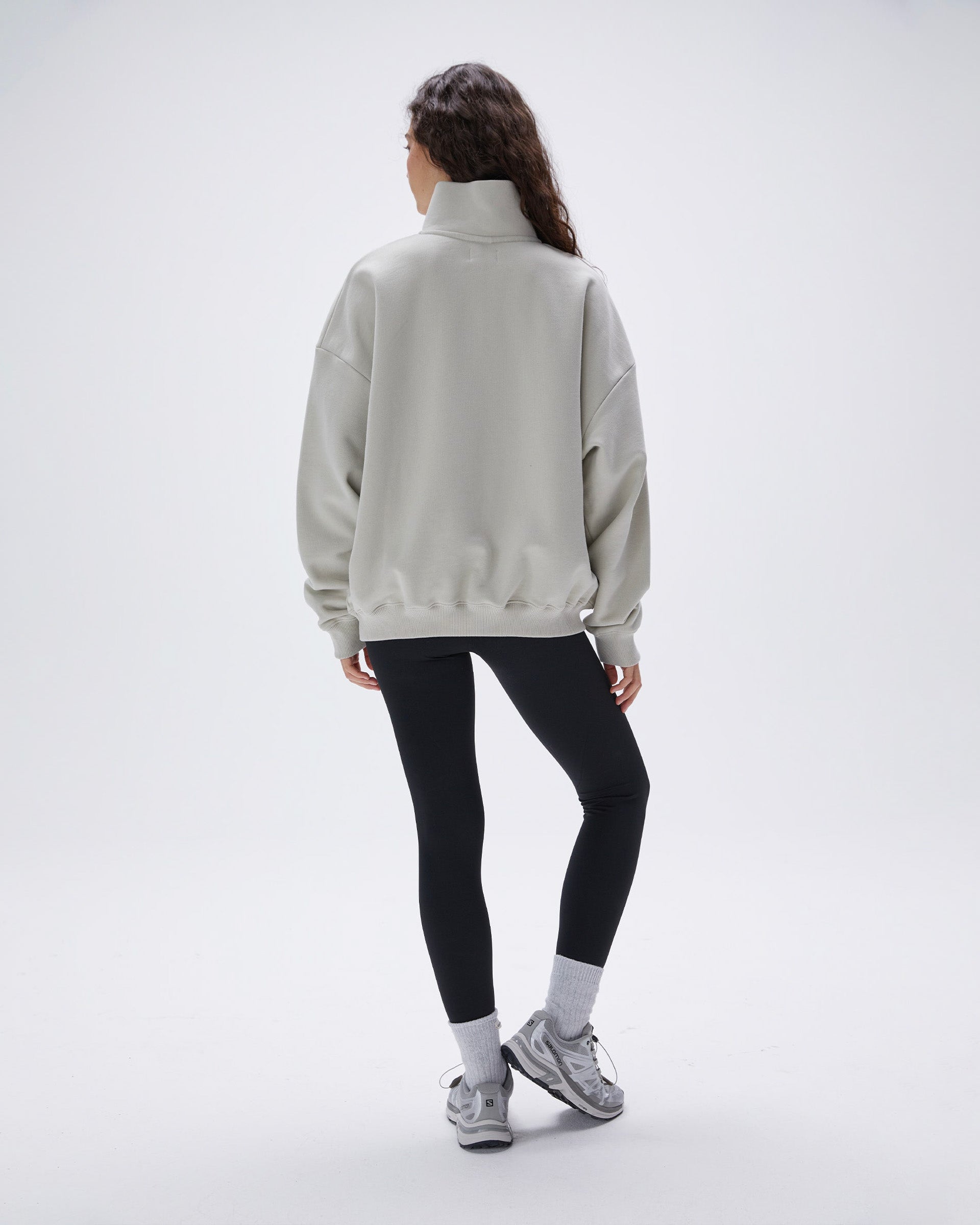 Women's Half Zip Sweatshirt - Stone | Adanola