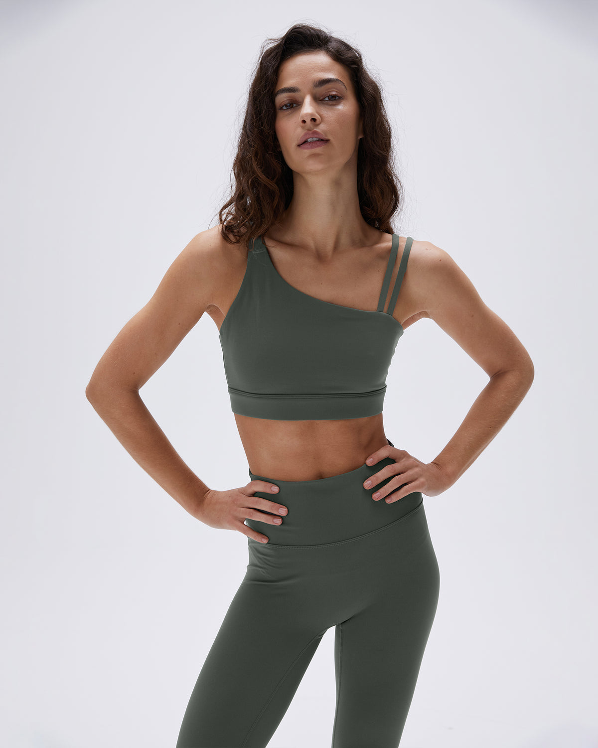 Women's Green Double Strap Sports Bras | Adanola