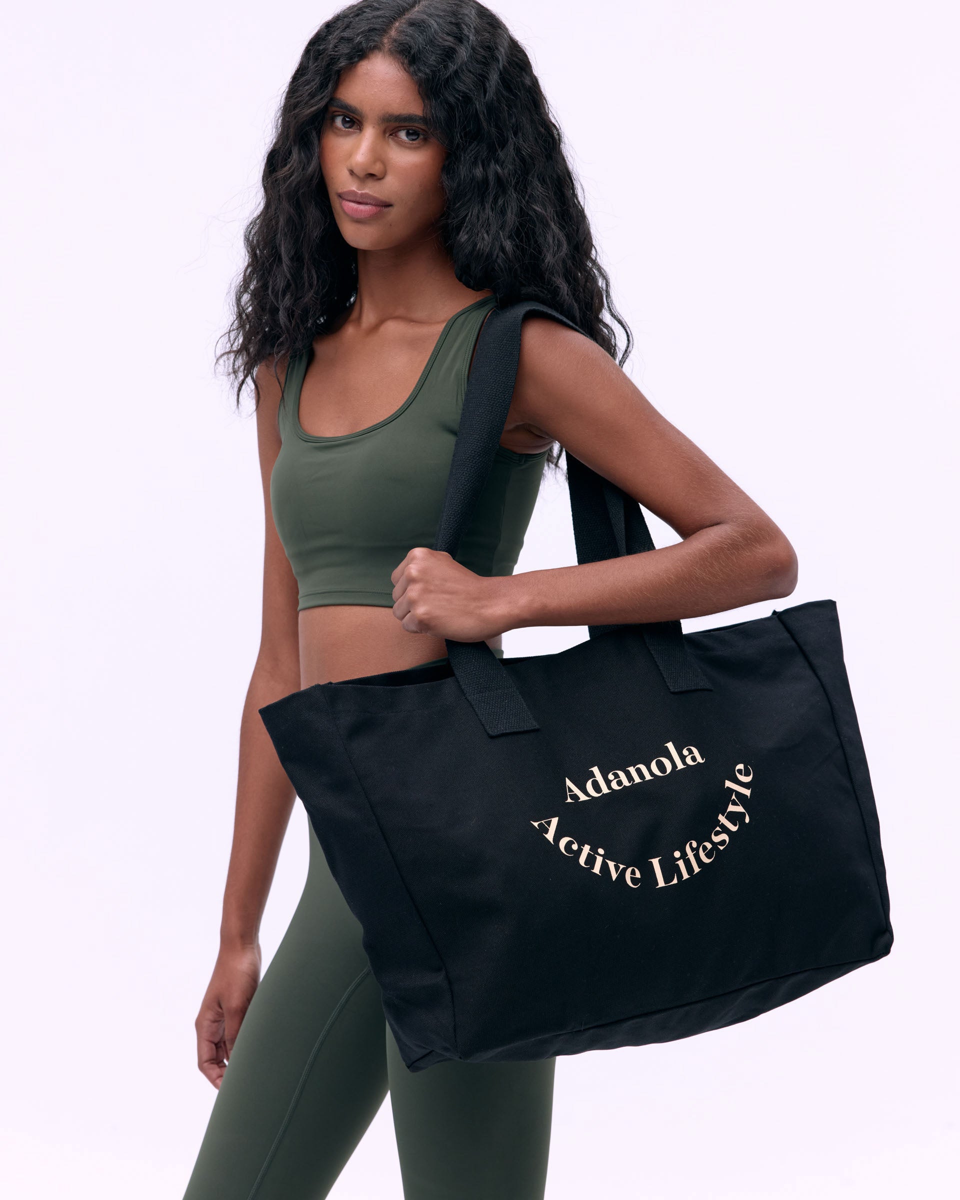 Active Lifestyle' Black & Nude Canvas Tote Bag | Adanola