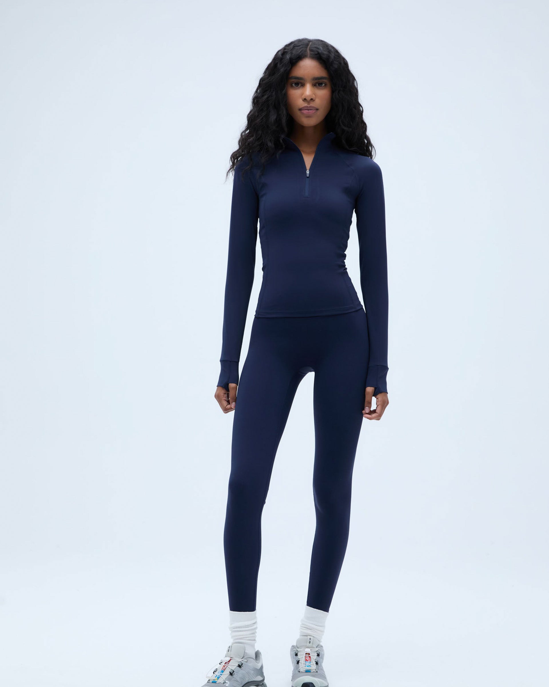 Women's Navy Ultimate Long Sleeve Quarter Zip Top | Adanola