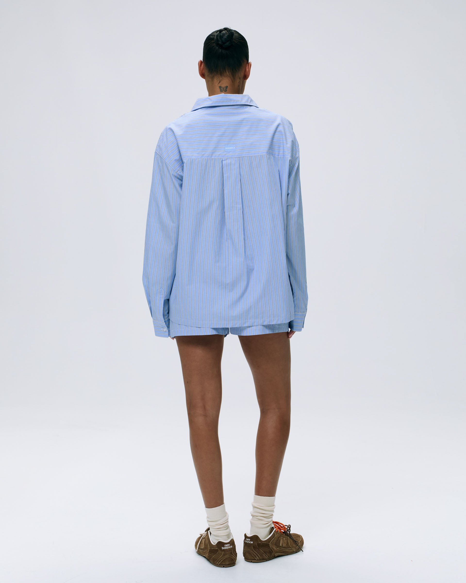 【XL】ALOUND STRIPE OVERSIZED SHRTS Cotton Stripe Oversized Shirt - Blue⁄White