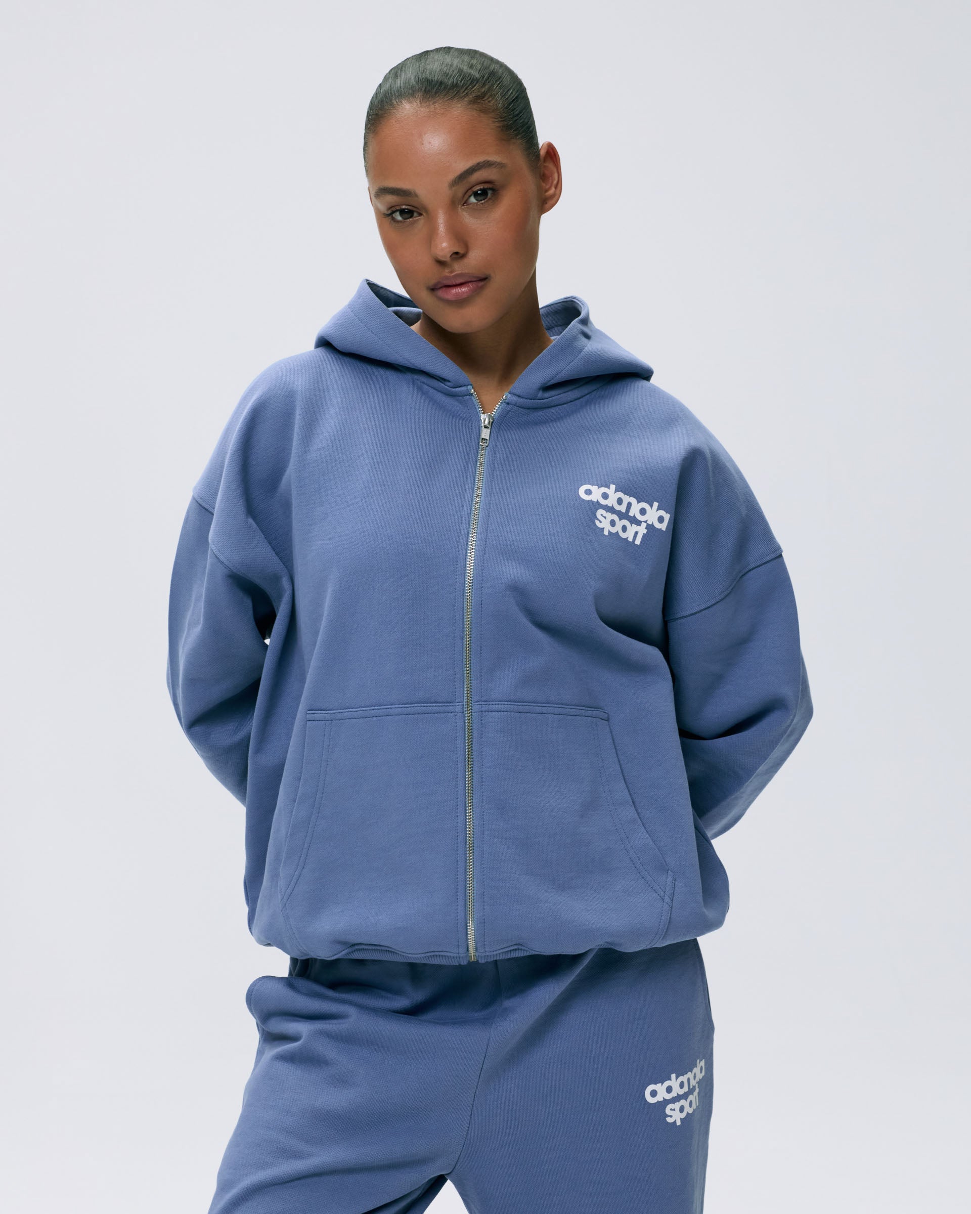 AS Bold Oversized Full Zip Hoodie - Vintage Blue/Marshmallow White