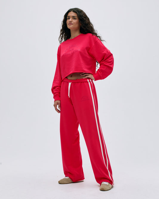 Campus Modal-Blend Straight Leg Sweatpants - Apple Red