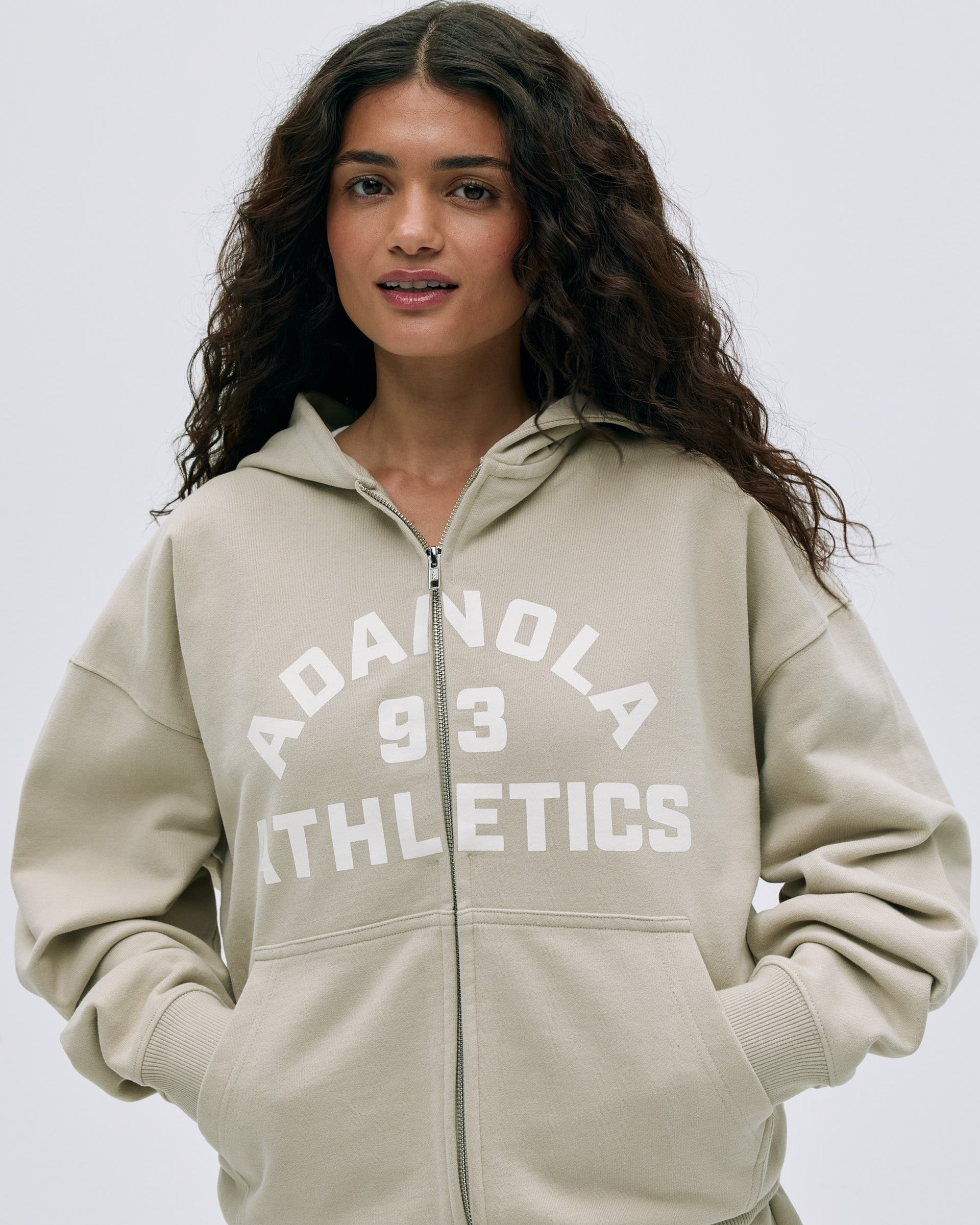 Campus Oversized Full Zip Hoodie - Stone – Adanola